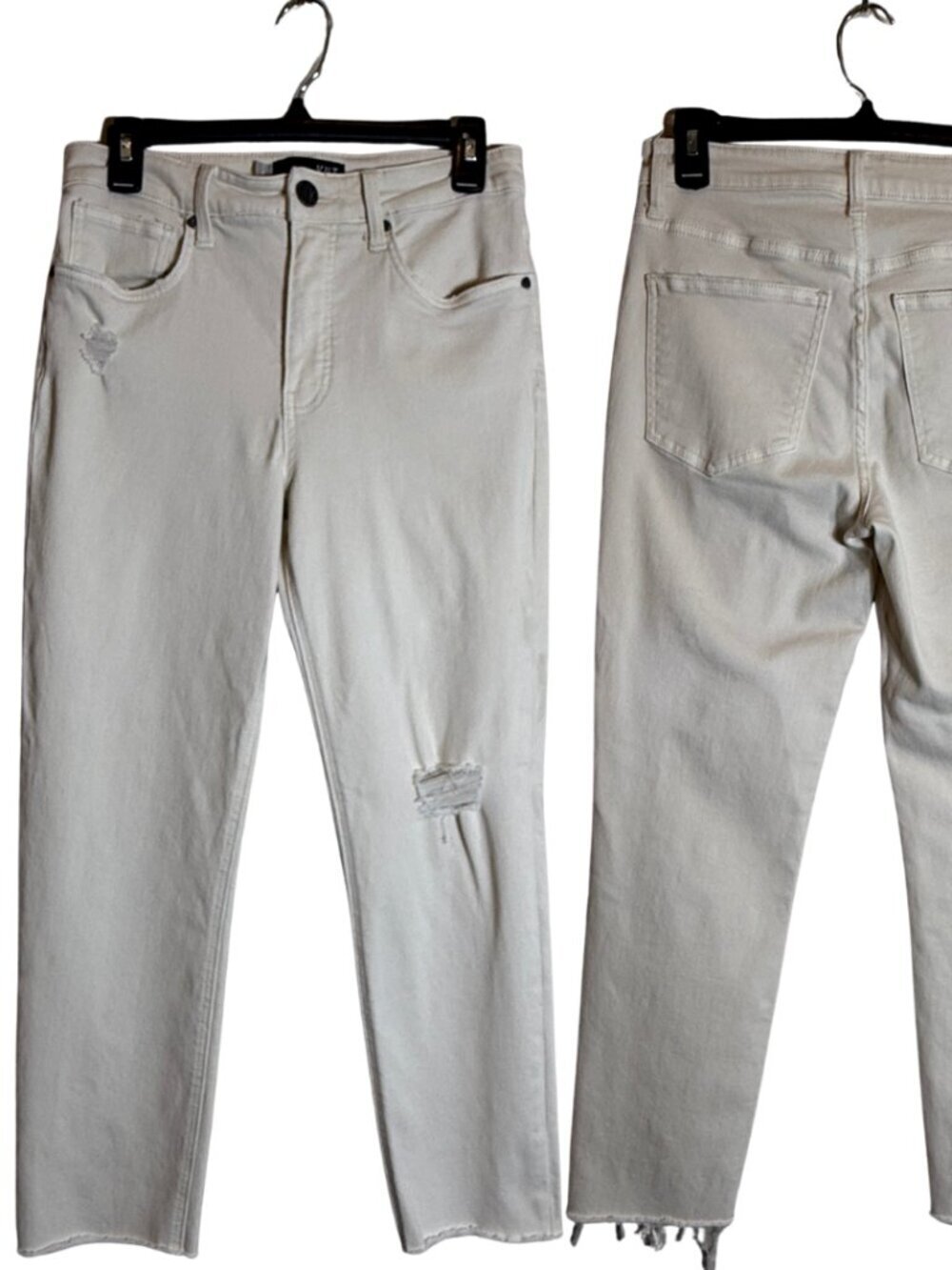 Kut From The Kloth Rachael High Rise Mom Jean Women's 4 Ivory Distressed NWOT